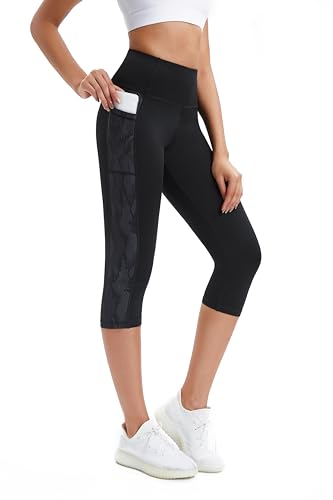 Buepeara Damen Sport Leggings mit Taschen, High Waist Sporthose Tights Laufhose Fitnesshose Yogahose 0302 L von Buepeara