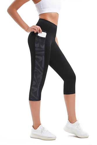 Buepeara Damen Sport Leggings mit Taschen, High Waist Sporthose Tights Laufhose Fitnesshose Yogahose 0305 L von Buepeara