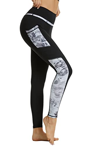 Buepeara Sport Leggings Damen Sporthose mit Taschen, High Waist Tights Laufhose Fitnesshose Für Sport & Alltag 030 L von Buepeara