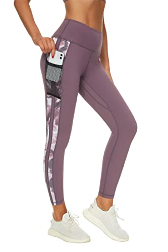 Buepeara Sport Leggings Damen Sporthose mit Taschen, High Waist Tights Laufhose Fitnesshose Für Sport & Alltag -1988-06(Orange)/XS -3153-1863 (Violett)/L von Buepeara