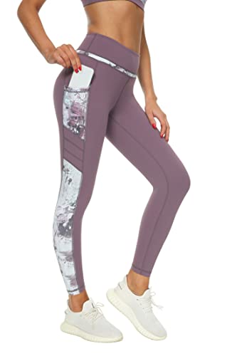 Buepeara Sport Leggings Damen Sporthose mit Taschen, High Waist Tights Laufhose Fitnesshose Für Sport & Alltag -1988-06(Orange)/XS -3173-026 (Violett)/L von Buepeara