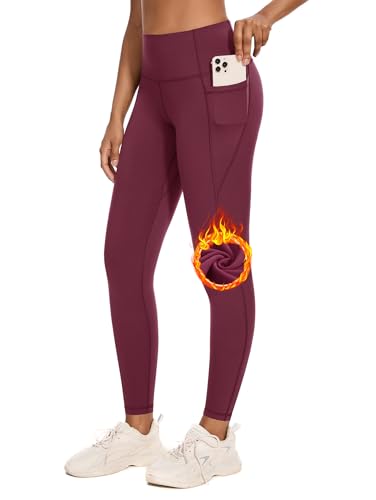 Buepeara Thermo Leggings Damen Yogahose Winter Leggings High Waist Sport Leggings mit Taschen Winterhosen Sporthose 65 M von Buepeara