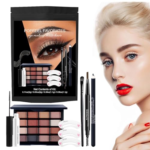 Buerfu Augen-Make-up-Sets für Frauen, Lidschatten-Set, Eye Enhancing Kit Make-up-Set, Eye Liner Mascara Lidschatten-Palette 8 Teile/satz für Frauen Augen Make-up von Buerfu