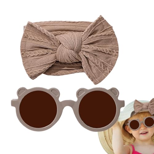 Buerfu Baby-Stirnbänder mit Schleifen, Baby-Stirnbänder für Mädchen mit Schleifen,Kopfbedeckungsbrillen-Set für Kinder - Weiche Nylon-Baby-Stirnbänder mit Sonnenbrille, Baby-Mädchen-Stirnbänder mit von Buerfu