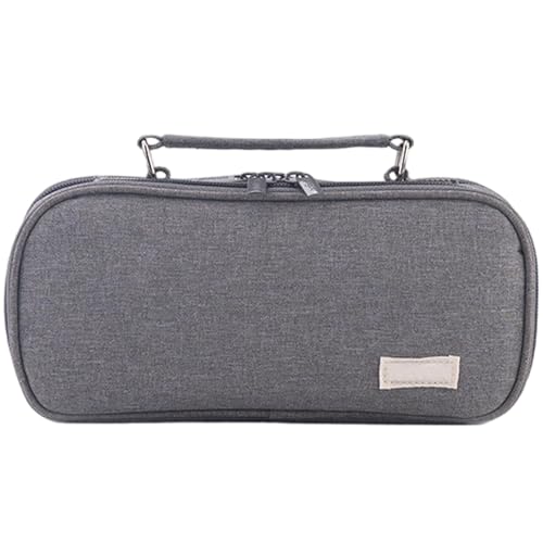 Buerfu Federmäppchen für die Schule, Polyester, mehrschichtig, Make-up-Tasche mit Netztasche, multifunktionales Federmäppchen, Schreibwaren-Tasche für Kugelschreiber, grau, Refer to description, von Buerfu