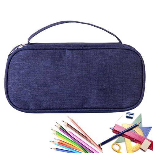 Buerfu Federmäppchen mit Reißverschluss, Federmäppchen,Federmäppchen mit großem Fassungsvermögen und Griff - Schreibwaren-Aufbewahrungstaschen, Schreibwaren-Make-up-Tasche für Gummi-Linealstifte von Buerfu