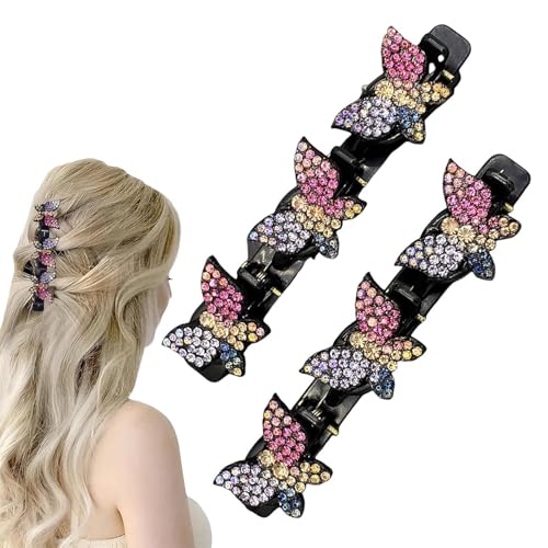 Buerfu Geflochtene Haarspangen für Frauen, Schmetterlings-Zopf-Haarspangen, Mädchen Frauen Haarspange Styling Haar Zopf Schmuck, Hair Fashion Braider Glänzende Haarnadel Entenschnabel-Clip für Schule, von Buerfu