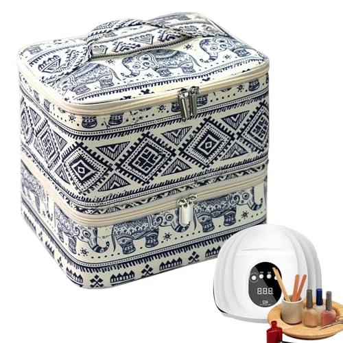 Buerfu Nagellack-Organizer-Etui, Nagellack-Organizer-Tasche | 2-lagiger Nagelset-Organizer für mehr als 30 Flaschen - Nagellack-Tragekoffer mit Aufbewahrungsfächern für Maniküre-Werkzeuge für von Buerfu