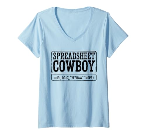 Damen Spreadsheet Cowboy Buchhalter Datenanalysten Büroangestellte T-Shirt mit V-Ausschnitt Damen Spreadsheet Cowboy Buchhalter Datenanalysten Büroangestellte T-Shirt mit V-Ausschnitt von Büroangestellte Rancharbeiter Rancher Grafik