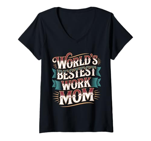 Damen World's Bestest Work Mom Büromutterteam - T-Shirt mit V-Ausschnitt Damen World's Bestest Work Mom Büromutterteam - T-Shirt mit V-Ausschnitt von Büromutter Mitarbeiterin Wertschätzung