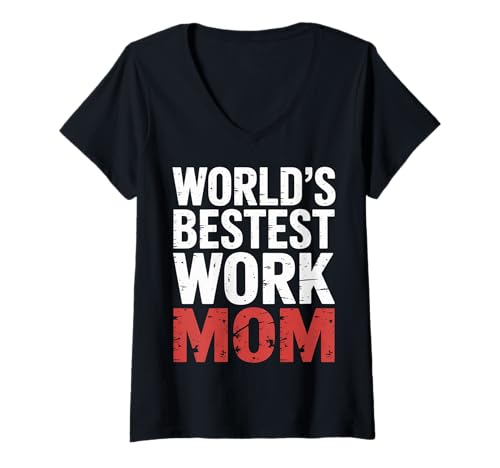 Damen World's Bestest Work Mom Büromutterteam |- T-Shirt mit V-Ausschnitt Damen World's Bestest Work Mom Büromutterteam |- T-Shirt mit V-Ausschnitt von Büromutter Mitarbeiterin Wertschätzung