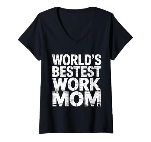 Damen World's Bestest Work Mom Büromutterteam - T-Shirt mit V-Ausschnitt Damen World's Bestest Work Mom Büromutterteam - T-Shirt mit V-Ausschnitt von Büromutter Mitarbeiterin Wertschätzung