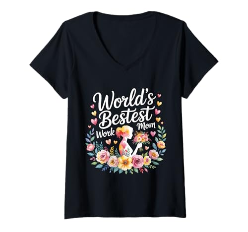 Damen World's Bestest Work Mom Büromutterteam - T-Shirt mit V-Ausschnitt Damen World's Bestest Work Mom Büromutterteam - T-Shirt mit V-Ausschnitt von Büromutter Mitarbeiterin Wertschätzung