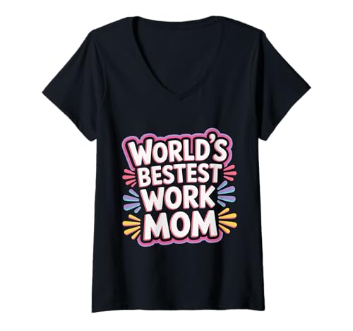 Damen World's Bestest Work Mom Büromutterteam - T-Shirt mit V-Ausschnitt Damen World's Bestest Work Mom Büromutterteam - T-Shirt mit V-Ausschnitt von Büromutter Mitarbeiterin Wertschätzung