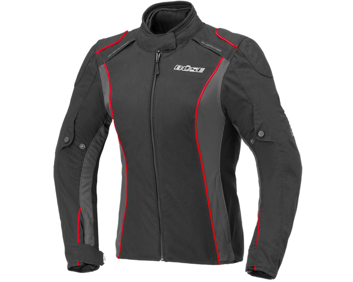 Büse Motorradjacke Büse Cara Damen Jacke schwarz / neon-rot 42 von Büse