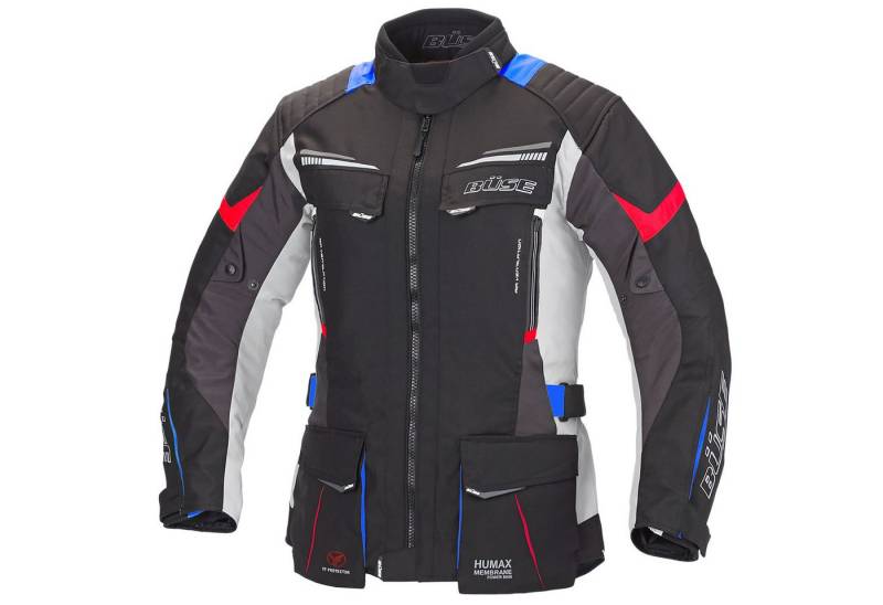 Büse Motorradjacke Büse LAGO PRO Textijacke grau / blau / rot Damen atmungsaktiv von Büse