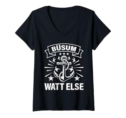 Damen Nordsee Urlaub BÜSUM WATT Else Lustiges Büsumer T-Shirt mit V-Ausschnitt von Büsumer Geschenk Nordsee Shirt Büsum Wattenmeer