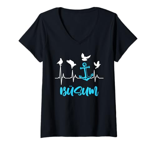 Damen Nordsee Urlaub BÜSUM Wattenmeer Lustig Büsumer T-Shirt mit V-Ausschnitt von Büsumer Geschenk Nordsee Shirt Büsum Wattenmeer