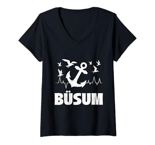 Damen Nordsee Urlaub BÜSUM Wattenmeer Lustiges Büsumer T-Shirt mit V-Ausschnitt von Büsumer Geschenk Nordsee Shirt Büsum Wattenmeer