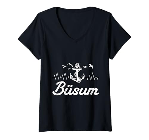 Damen Nordsee Urlaub BÜSUM Wattenmeer Lustiges Büsumer T-Shirt mit V-Ausschnitt von Büsumer Geschenk Nordsee Shirt Büsum Wattenmeer