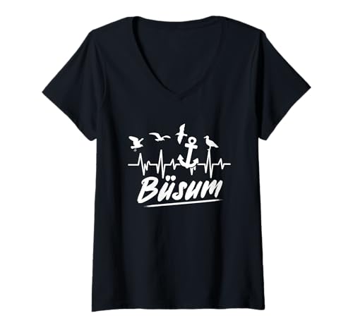 Damen Nordsee Urlaub BÜSUM Wattenmeer Lustiges Büsumer T-Shirt mit V-Ausschnitt von Büsumer Geschenk Nordsee Shirt Büsum Wattenmeer