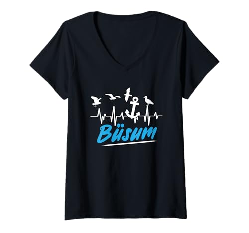 Damen Nordsee Urlaub BÜSUM Wattenmeer Lustiges Büsumer T-Shirt mit V-Ausschnitt von Büsumer Geschenk Nordsee Shirt Büsum Wattenmeer