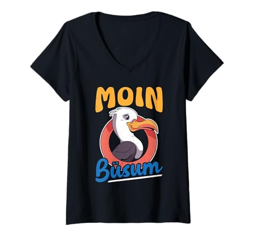 Damen Nordsee Urlaub Moin BÜSUM Wattenmeer Lustig Büsumer T-Shirt mit V-Ausschnitt von Büsumer Geschenk Nordsee Shirt Büsum Wattenmeer