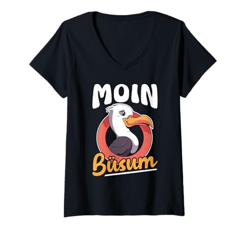 Damen Nordsee Urlaub Moin BÜSUM Wattenmeer Lustig Büsumer T-Shirt mit V-Ausschnitt von Büsumer Geschenk Nordsee Shirt Büsum Wattenmeer