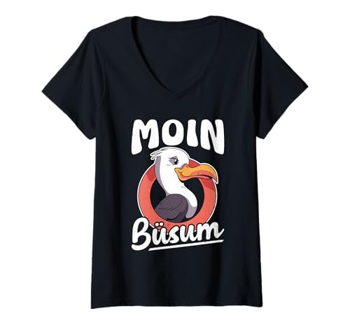 Damen Nordsee Urlaub Moin BÜSUM Wattenmeer Lustig Büsumer T-Shirt mit V-Ausschnitt von Büsumer Geschenk Nordsee Shirt Büsum Wattenmeer