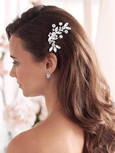 Bufenia Strass Braut Braut Silber Haarkämme Kristall Hochzeit Kopfschmuck Braut Haarschmuck für Frauen von Bufenia