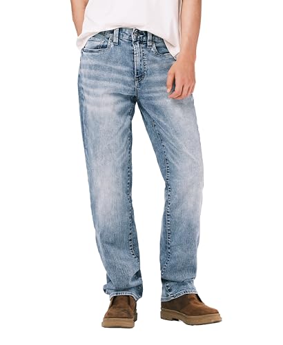 Buffalo David Bitton Herren Leg Relaxed Straight Driven Jeans, Sandgestrahltes Blue Wash Indigo, 36W / 32L von Buffalo David Bitton