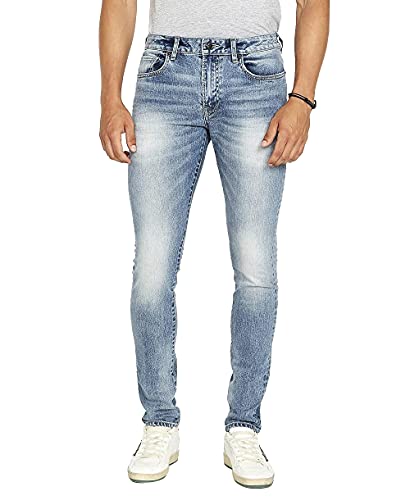 Buffalo David Bitton Herren Skinny Max Jeans, Whiskered and Contrasted Indigo, 36W / 30L von Buffalo David Bitton