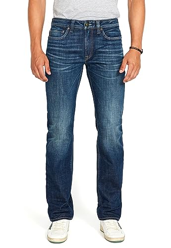 Buffalo David Bitton Herren Relaxed Straight Leg Driven with Stretch Fabric Jeans, Dunkelblaues Sanded Indigo, 33W / 30L von Buffalo David Bitton