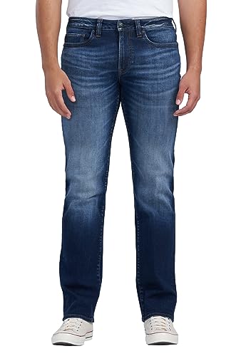 Buffalo David Bitton Herren Relaxed Straight Leg Driven with Stretch Fabric Jeans, Geknittertes Mittelblau, 34W / 32L von Buffalo David Bitton