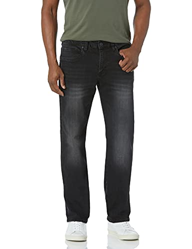 Buffalo David Bitton Herren Straight Six Denim Jeans, Schwarz, 34W / 32L von Buffalo David Bitton