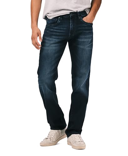 Buffalo David Bitton Herren Straight Six Jeans, Authentischer und tiefer Indigo, 34W / 32L von Buffalo David Bitton