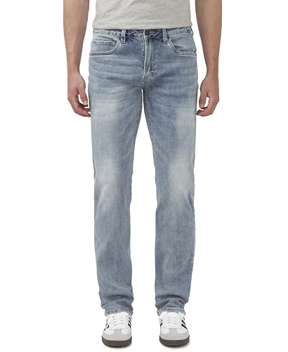 Buffalo David Bitton Herren Straight Six Jeans, Whiskered and Contrasted Indigo, 34W / 30L von Buffalo David Bitton