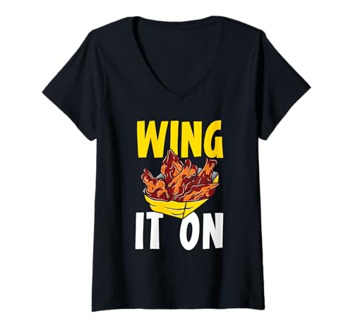 Damen Buffalo Wings, Feinschmecker, amerikanischer Feinschmecker, Chicken Wings T-Shirt mit V-Ausschnitt von Buffalo Wings Chicken Wings Foodie