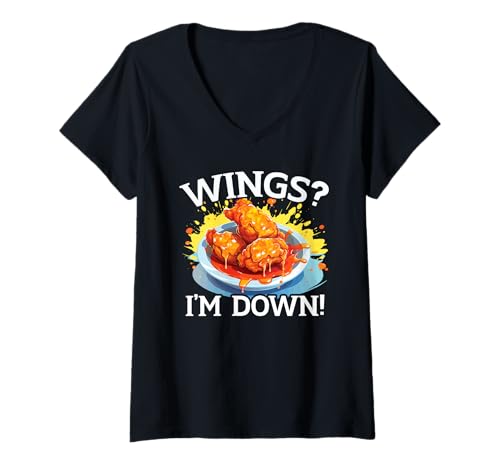 Damen Buffalo Wings, Feinschmecker, amerikanischer Feinschmecker, Chicken Wings T-Shirt mit V-Ausschnitt von Buffalo Wings Chicken Wings Foodie