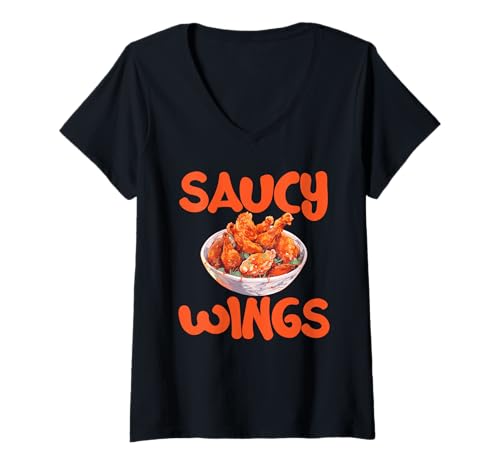 Damen Buffalo Wings, Feinschmecker, amerikanischer Feinschmecker, Chicken Wings T-Shirt mit V-Ausschnitt von Buffalo Wings Chicken Wings Foodie