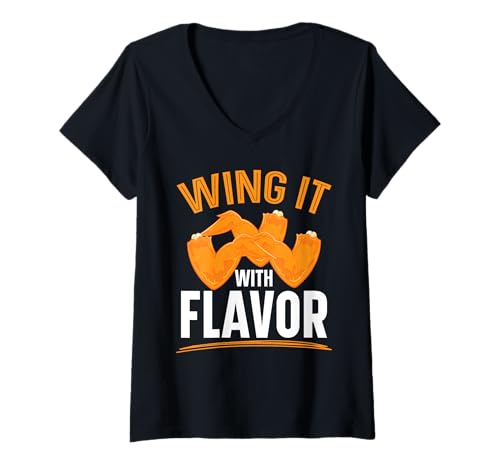 Damen Buffalo Wings, Feinschmecker, amerikanischer Feinschmecker, Chicken Wings T-Shirt mit V-Ausschnitt von Buffalo Wings Chicken Wings Foodie