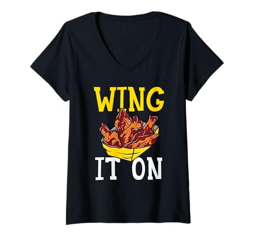 Damen Buffalo Wings, Feinschmecker, amerikanischer Feinschmecker, Chicken Wings T-Shirt mit V-Ausschnitt von Buffalo Wings Chicken Wings Foodie