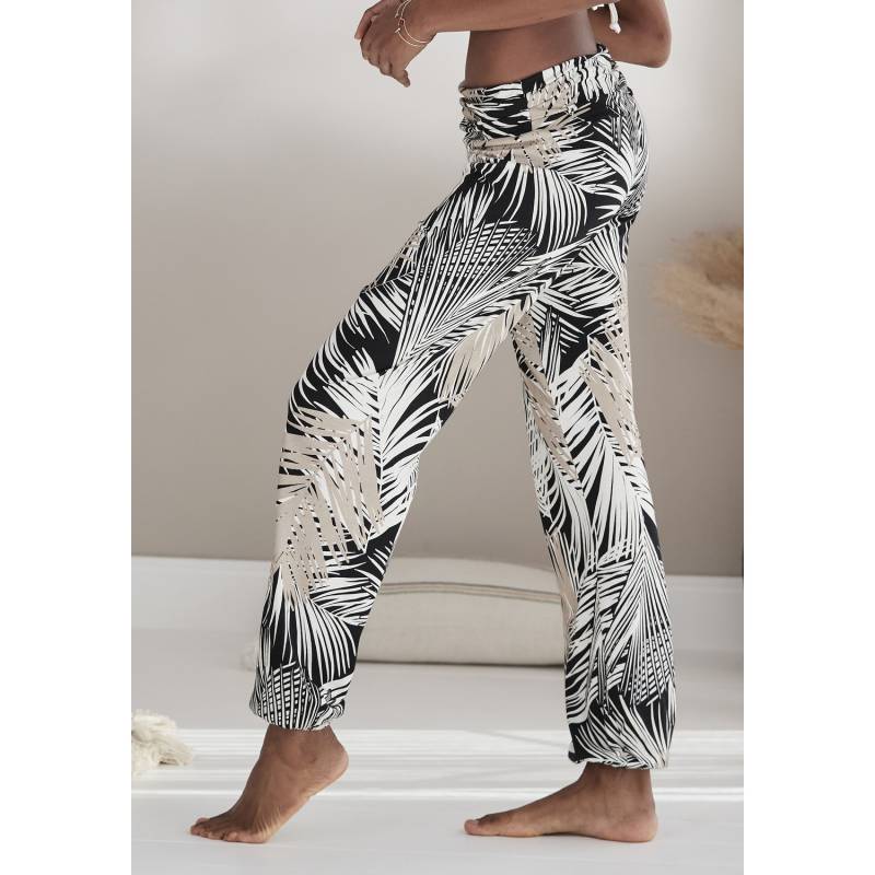 BUFFALO Haremshose Damen schwarz Blätterdruck Gr.40/42 von Buffalo