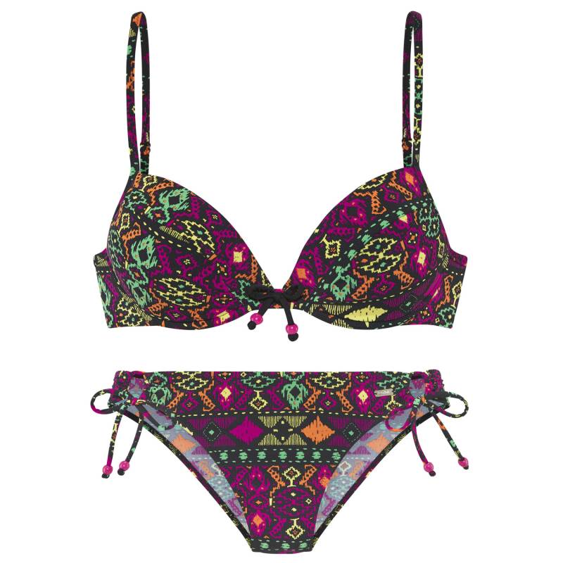 BUFFALO Push-Up-Bikini Damen schwarz bedruckt Gr.34 Cup C von Buffalo