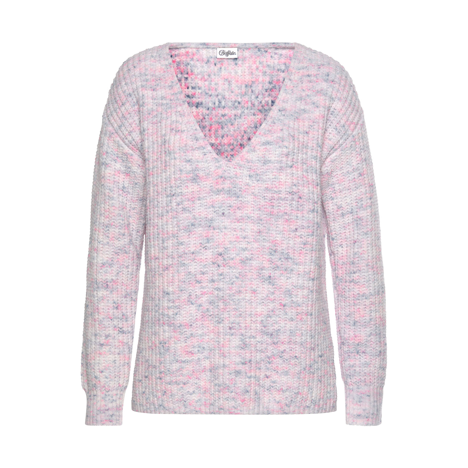 BUFFALO V-Ausschnitt-Pullover Damen rosa-blau Gr.36/38 von Buffalo
