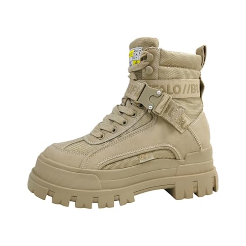 Buffalo Damen Stiefel Schuhe Schnürschuh Stiefeletten Aspha Com1, Farbe:Beige, Schuhgröße:EUR 42, Artikel:-beige von Buffalo