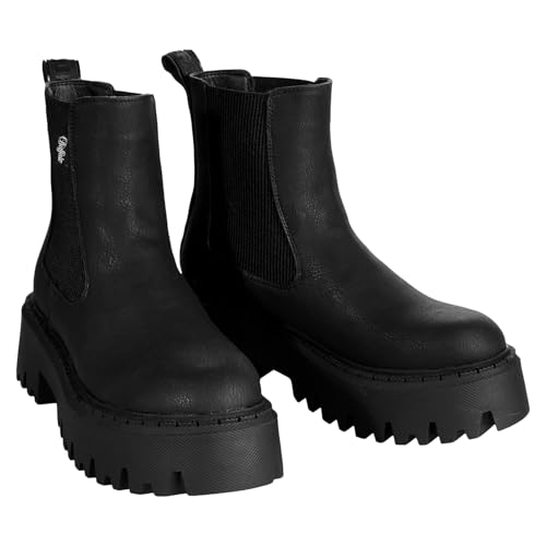 Buffalo Damen Stiefel Schuhe Stiefeletten Aspen Chelsea, Farbe:Schwarz, Schuhgröße:EUR 39, Artikel:-black von Buffalo