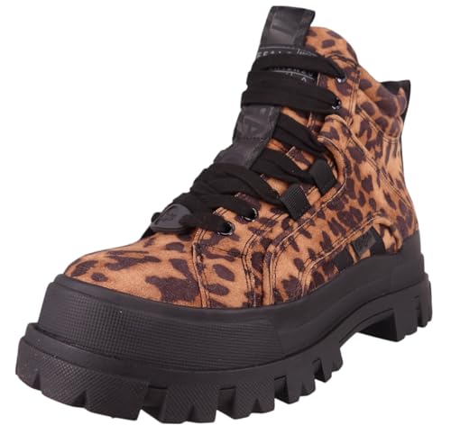 Buffalo Aspha Nc Mid - Schwarz/Beige Leo Kunstleder Weite Normal, Schuhgröße 37 von Buffalo