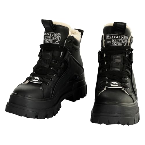 Buffalo Damen Stiefel Schuhe Schnürschuh Stiefeletten Aspha NC MID Warm, Farbe:Schwarz, Schuhgröße:EUR 39, Artikel:-black von Buffalo