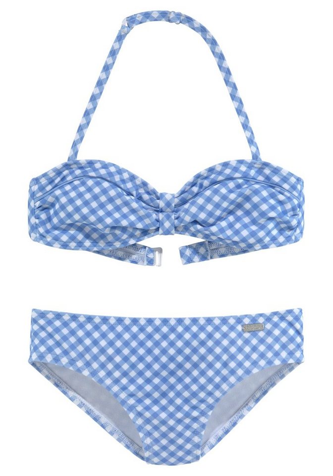 Buffalo Bandeau-Bikini Karo Kids mit unifarbenen Details von Buffalo